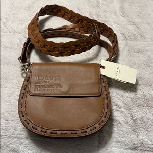 Ted Baker Braided Strap Tan Leather Crossbody 2 Straps